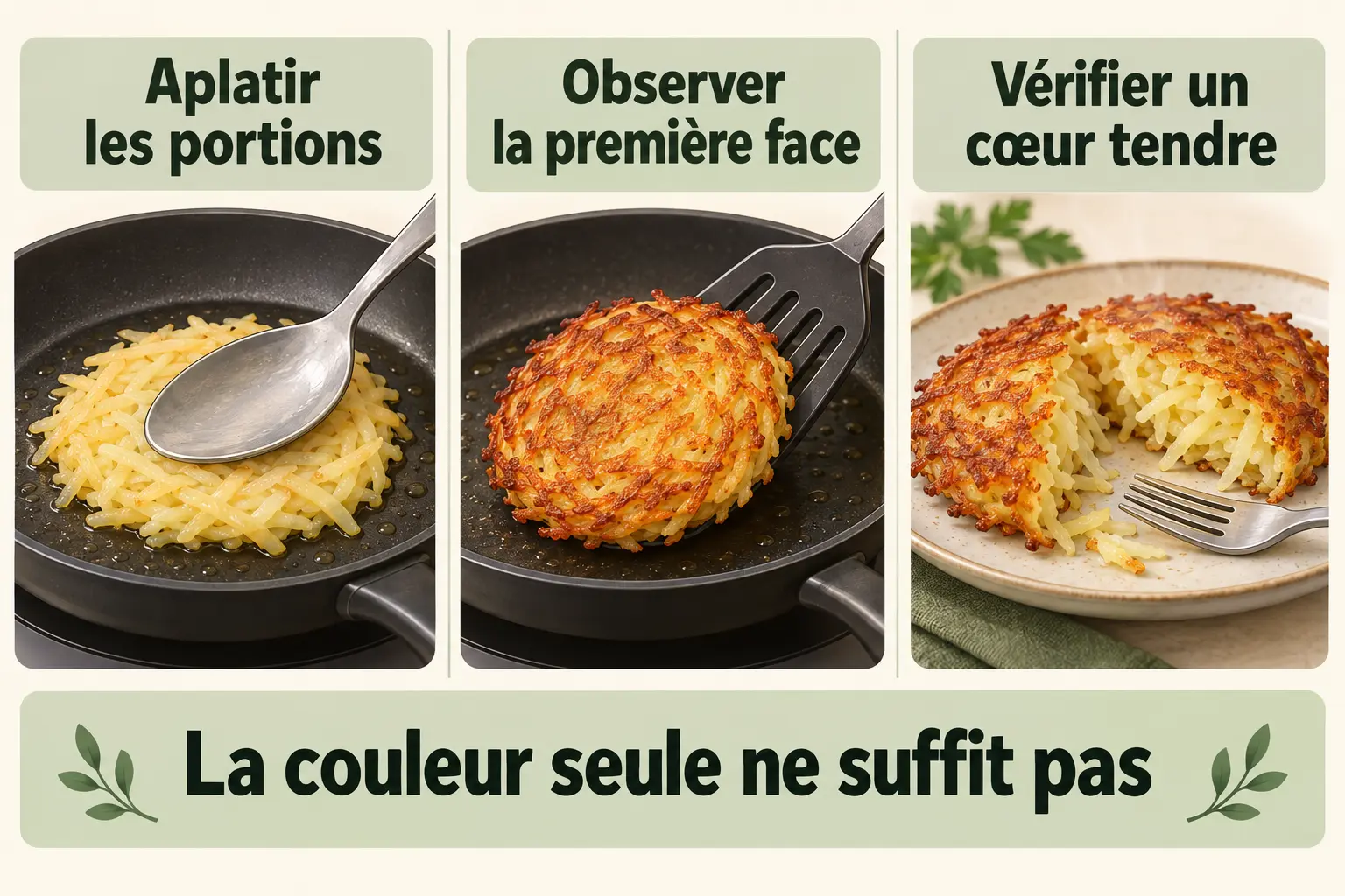 infographie pĂ©dagogique â galettes de pommes de terre rĂąpĂ©es Ă la poĂȘle