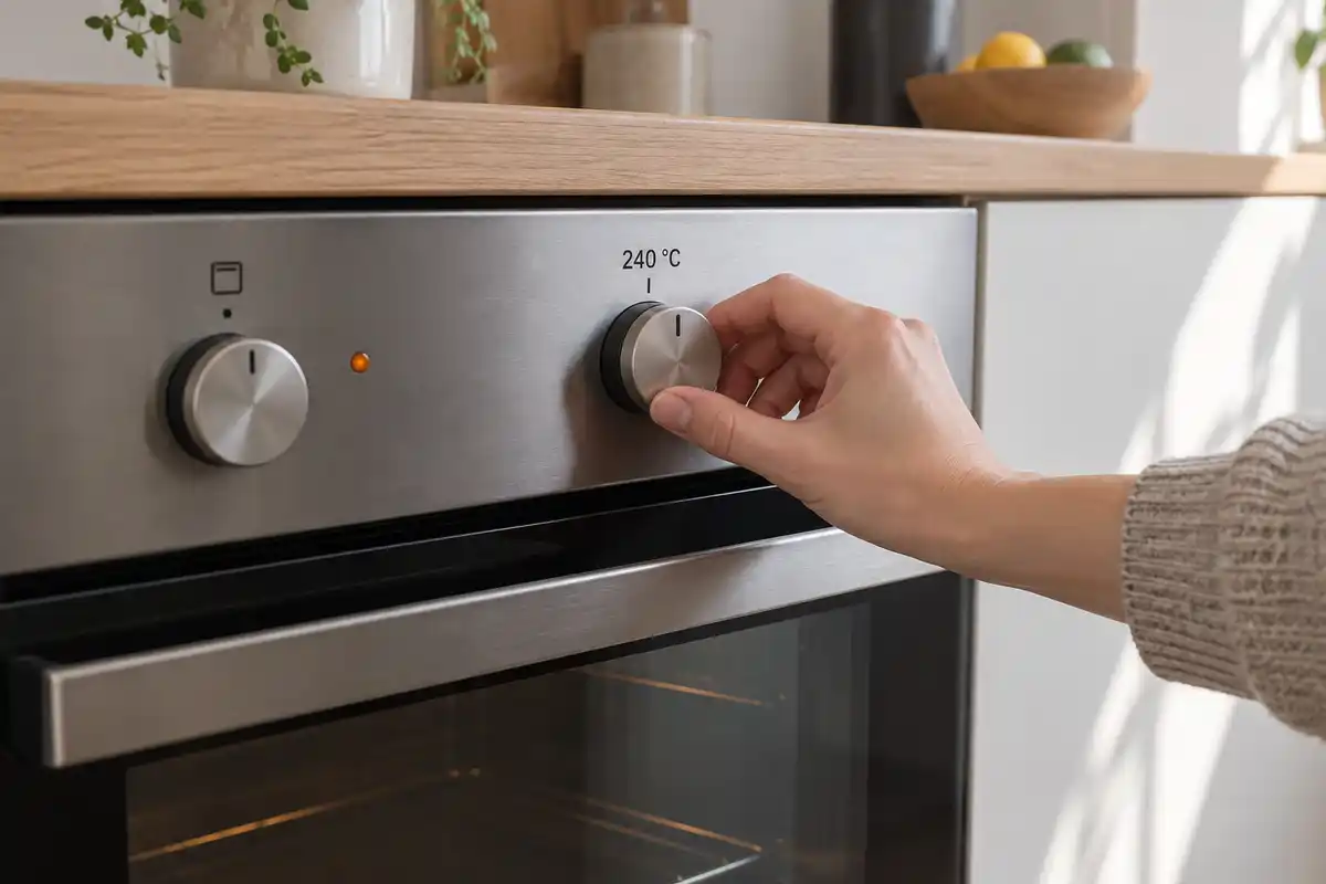 Réglage du four à 240 °C avant de commencer la préparation des crépinettes.