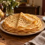 Recette de crêpes fines et souples, légèrement dorées, présentée comme une introduction à une préparation moelleuse sans résultat garanti.
