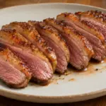Le magret de canard au four, tranché et à la peau dorée, introduit une recette dont les temps varient selon la méthode.